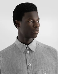 Washed linen canvas shirt