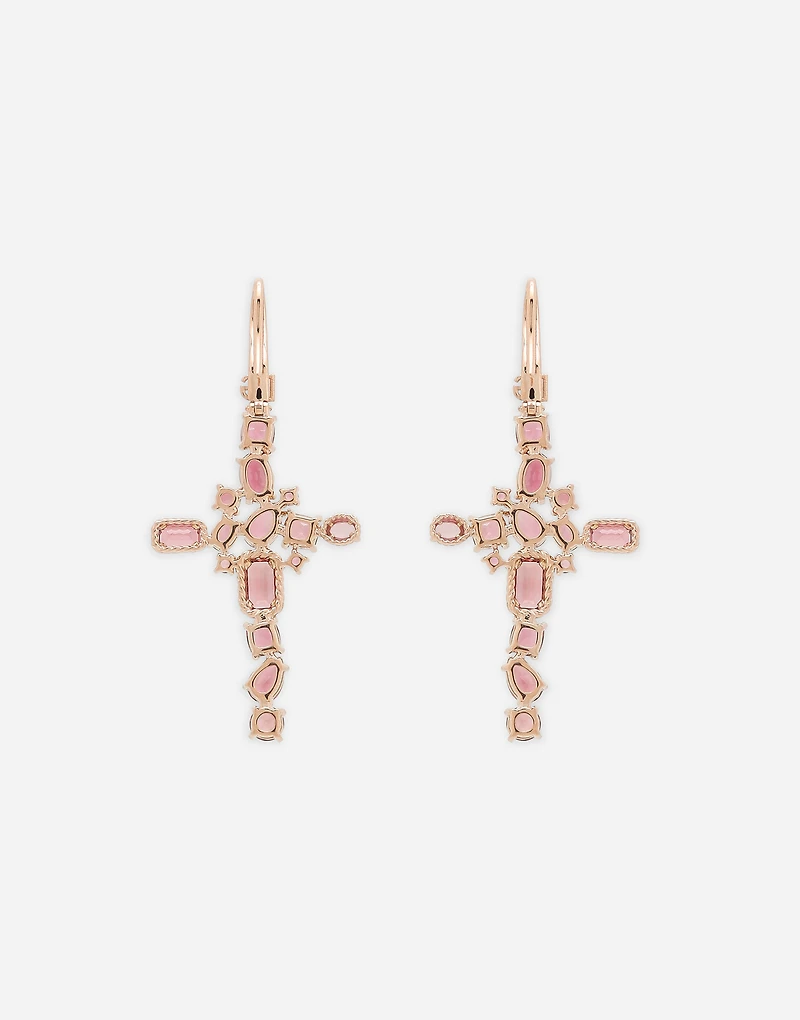 Rainbow Monochrome Earrings
 18 carat red gold and pink tourmalines