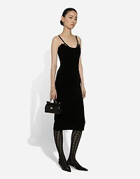 Velvet calf-length corset dress
