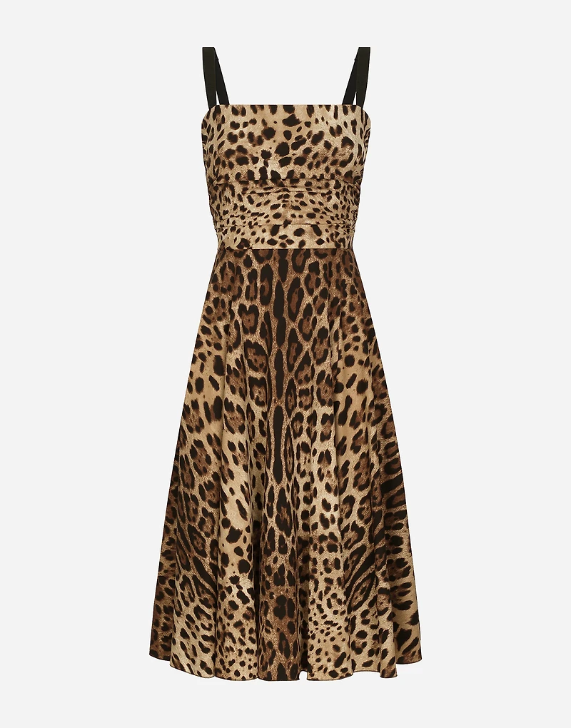 Leopard-print cady wrap dress