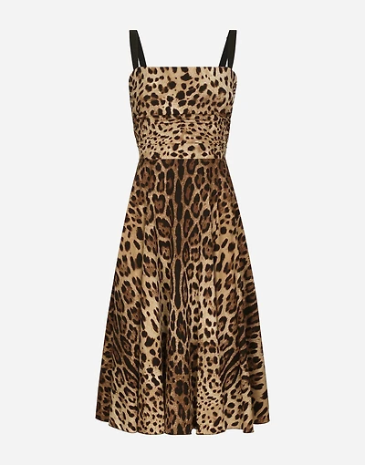 Leopard-print cady wrap dress