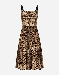 Leopard-print cady wrap dress