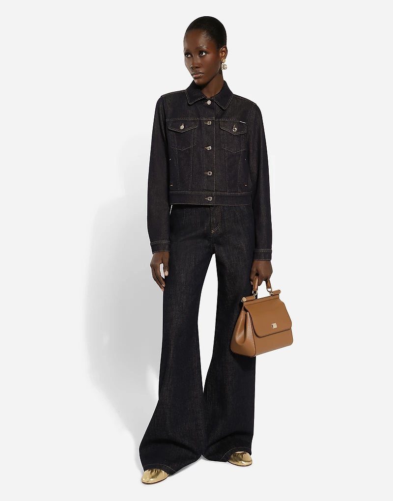 Cotton denim palazzo jeans