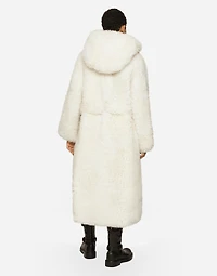 Shearling coat with hood