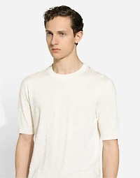 Silk jacquard round-neck sweater with DG logo