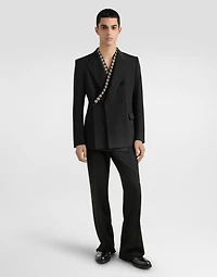 Double-breasted sicilia bistrecht wool canvas jacket