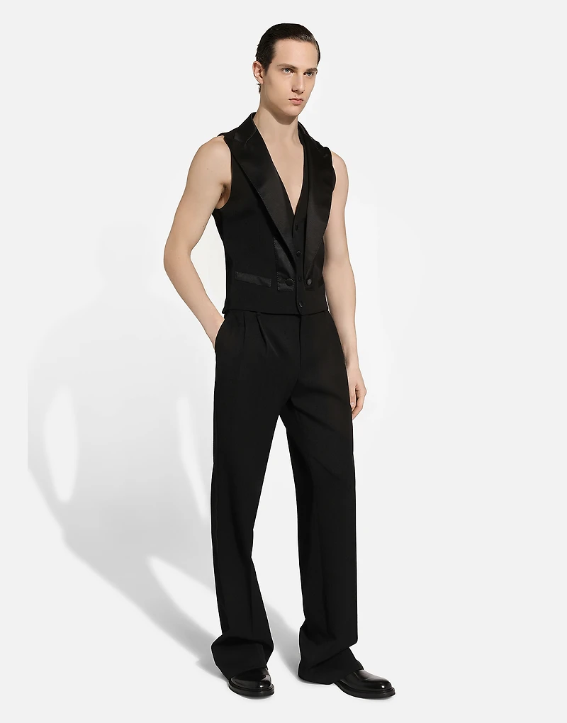 Single-breasted gabardine vest