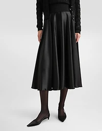 Silk satin calf-length circle skirt