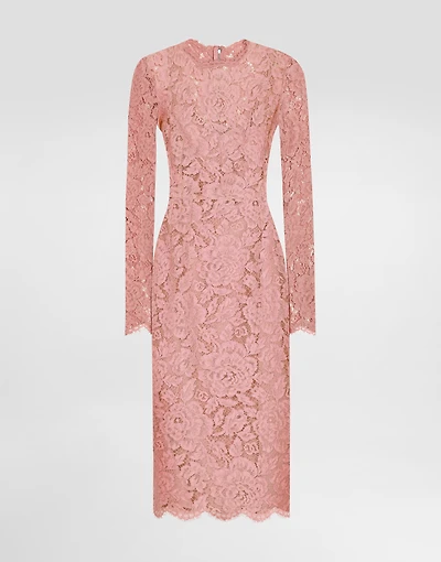 Calf-length sheath dress branded floral cordonetto lace