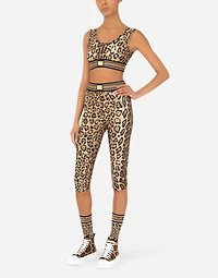 Leopard-print cotton jacquard socks