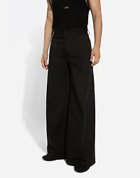 Wide-leg stretch cotton pants