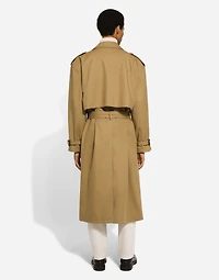 Double-breasted cotton trench coat