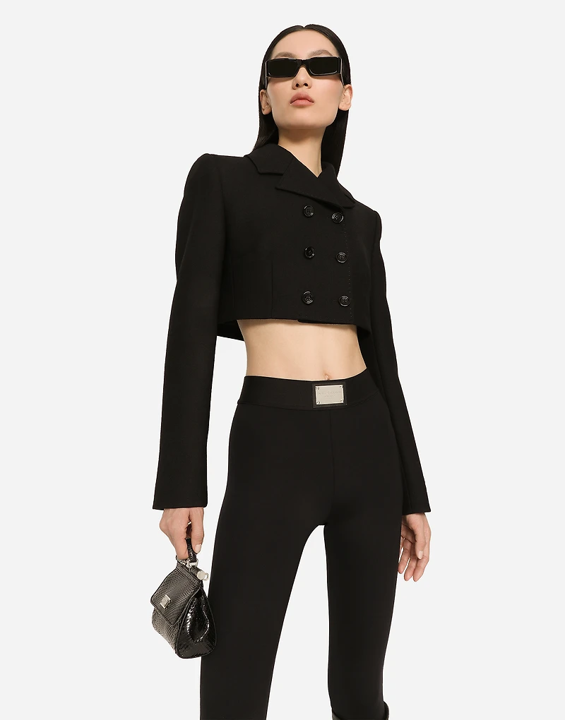 Short double-breasted twill jacket