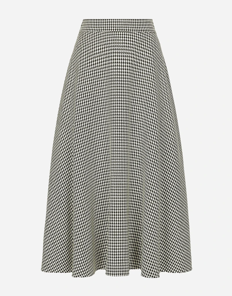 Calf-length wool houndstooth circle skirt