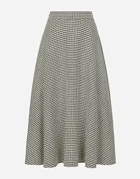 Calf-length wool houndstooth circle skirt