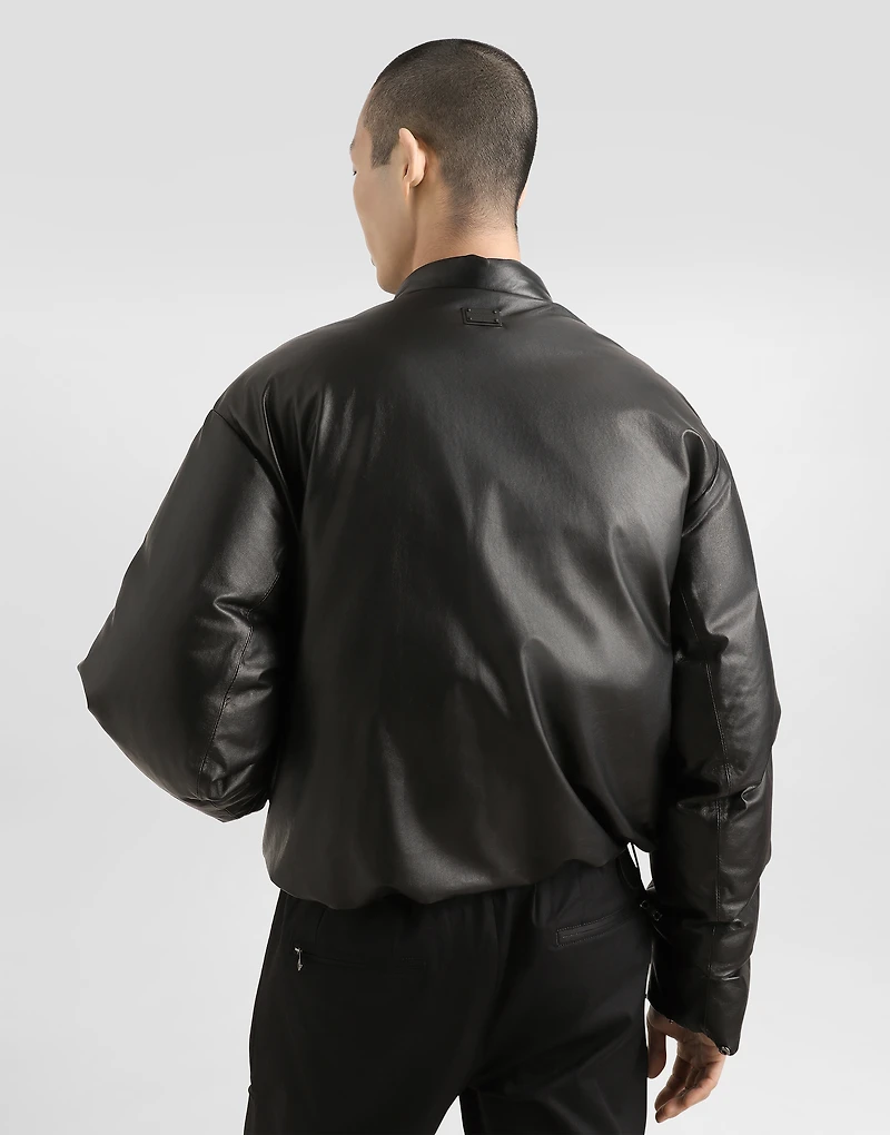 Padded sheepskin bomber jacket