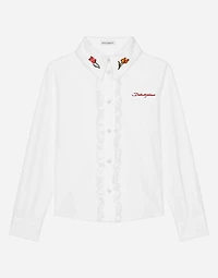 Poplin shirt with tulip detail and Dolce&Gabbana logo