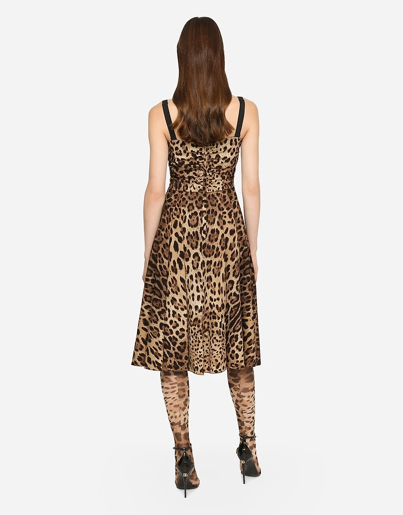 Leopard-print cady wrap dress