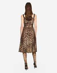 Leopard-print cady wrap dress