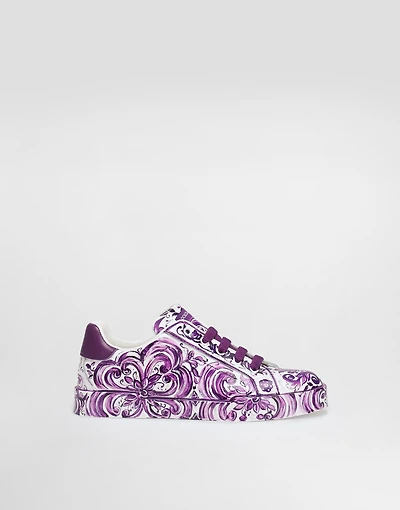 Majolica-print sneaker nappa calfskin