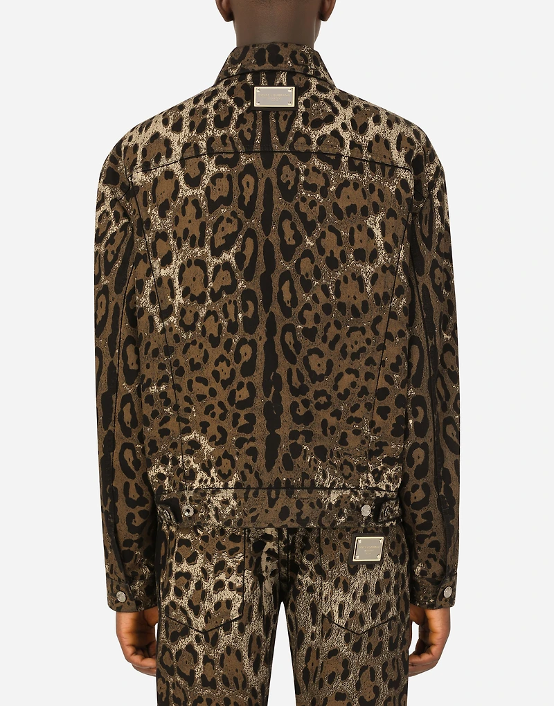 Leopard-print denim jacket