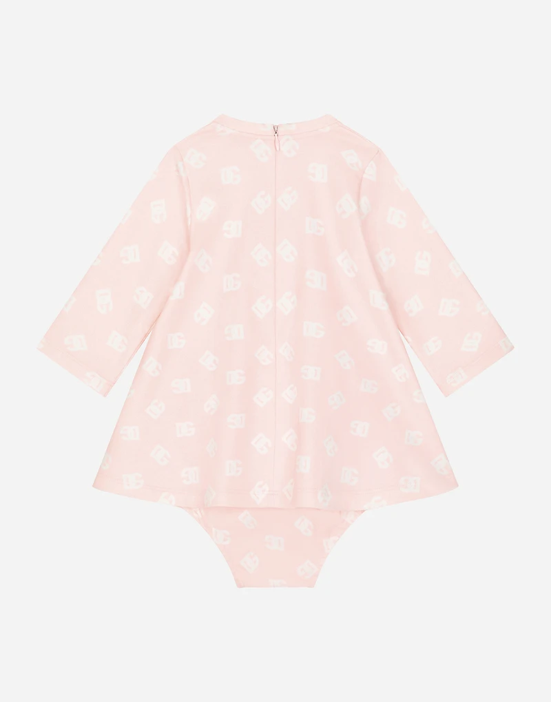 Interlock dress with all-over logo print