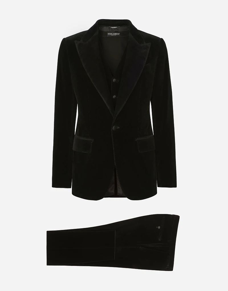 Single-breasted smooth velvet suit