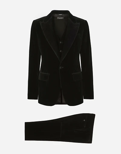 Single-breasted smooth velvet suit
