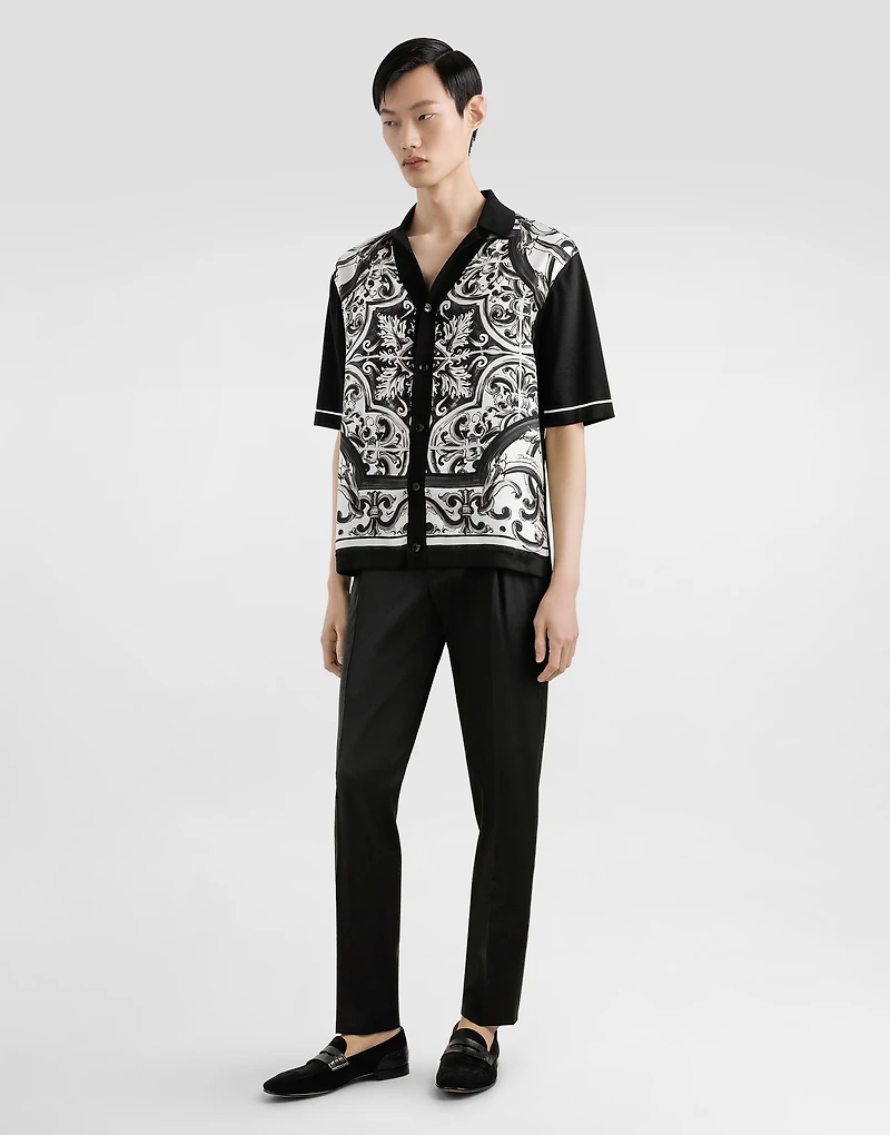 Majolica-print oversized shirt