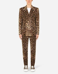 Double-breasted wool Sicilia-fit suit with leopard print