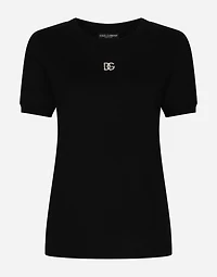 Cotton T-shirt with Crystal DG logo
