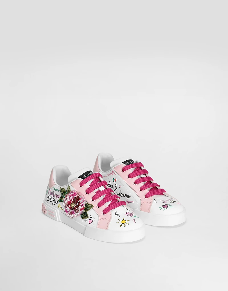 Printed calfskin Portofino Light sneakers