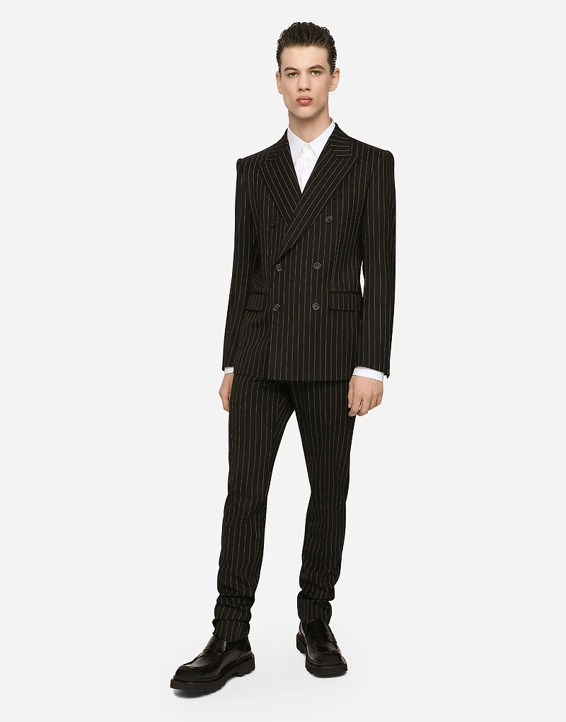 Double-breasted pinstripe stretch wool Sicilia-fit suit