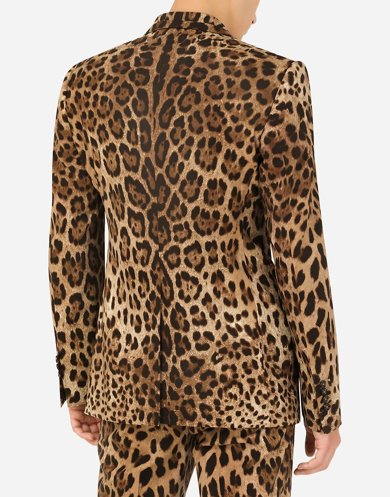 Double-breasted wool Sicilia-fit suit with leopard print