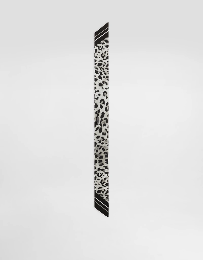 Leopard-print twill headscarf (6x100)