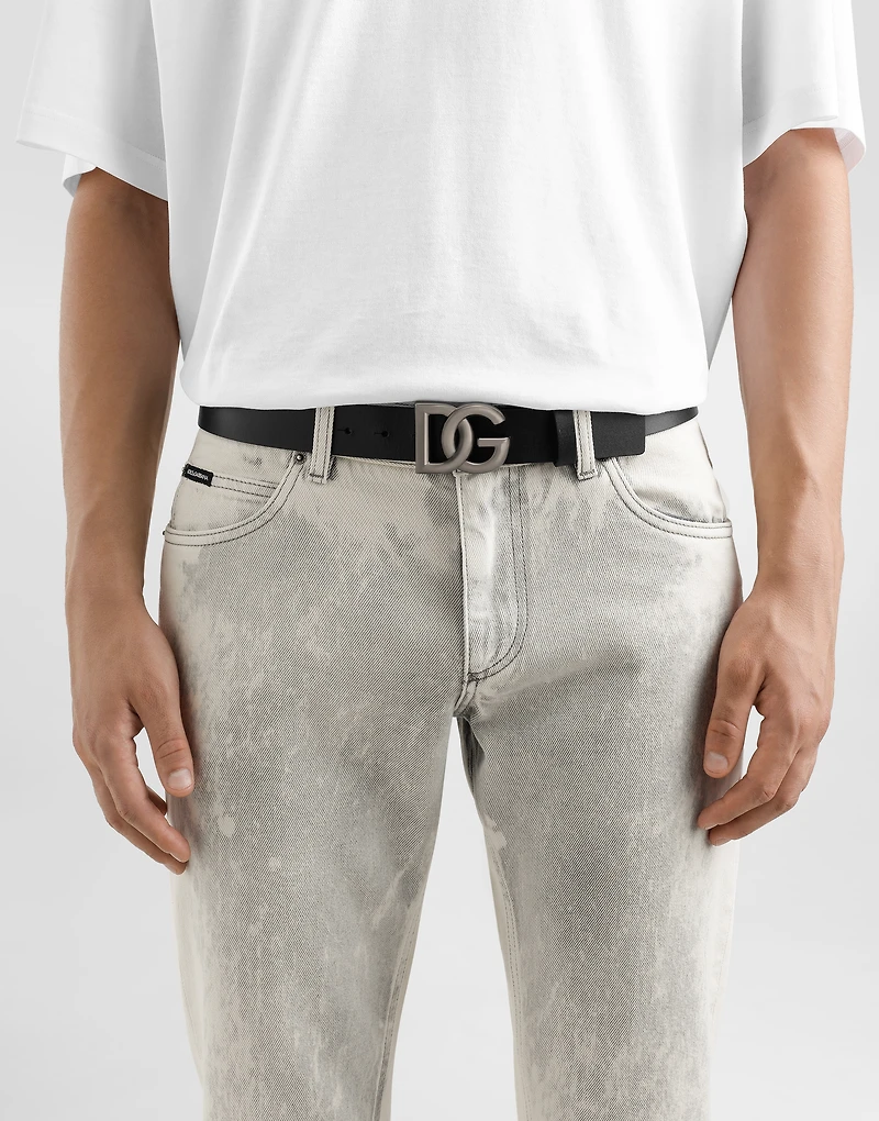 Leather belt with DG logo