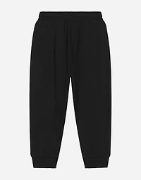 Jersey jogging pants with all-over flocked print