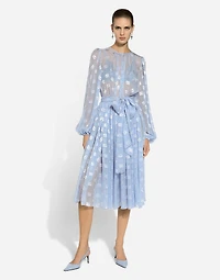 Dévoré silk jacquard calf-length dress with DG logo