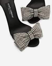 Satin sandals with rhinestone embellishment