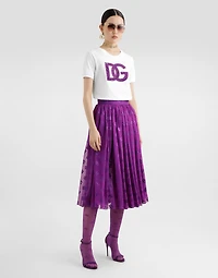 Jersey t-shirt with lace inlay
