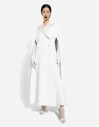 Double-breasted wool cape
