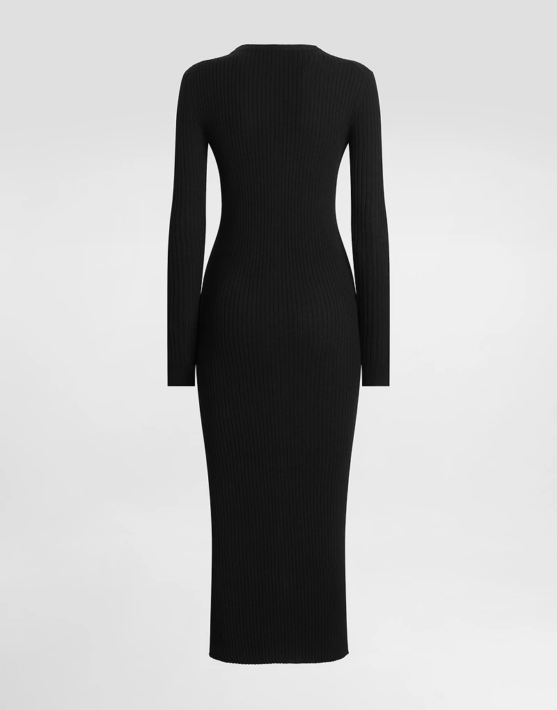 Long ribbed wool cardigan