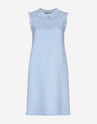 Sleeveless raschel tweed dress with DG logo