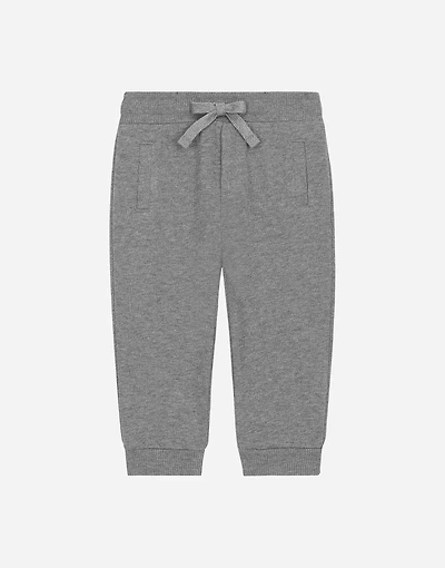 Jersey jogging pants with logo tag