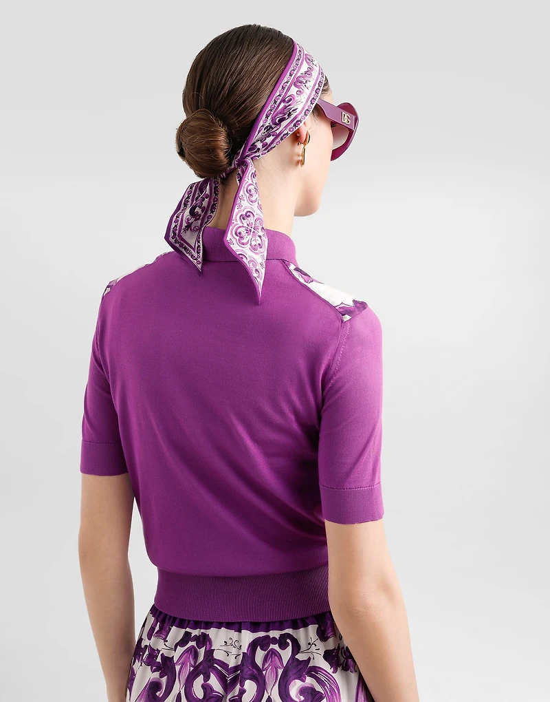 Majolica-print silk polo