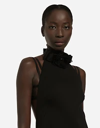 Short woolen dress with rear neckline
