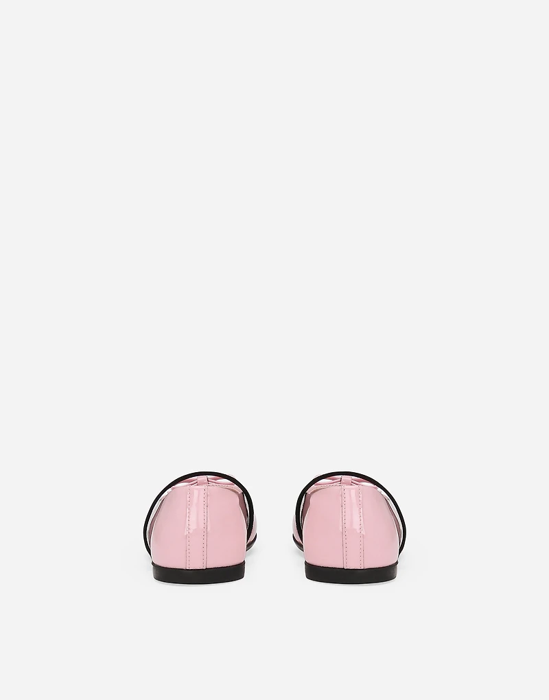 Patent leather ballet flats with bow