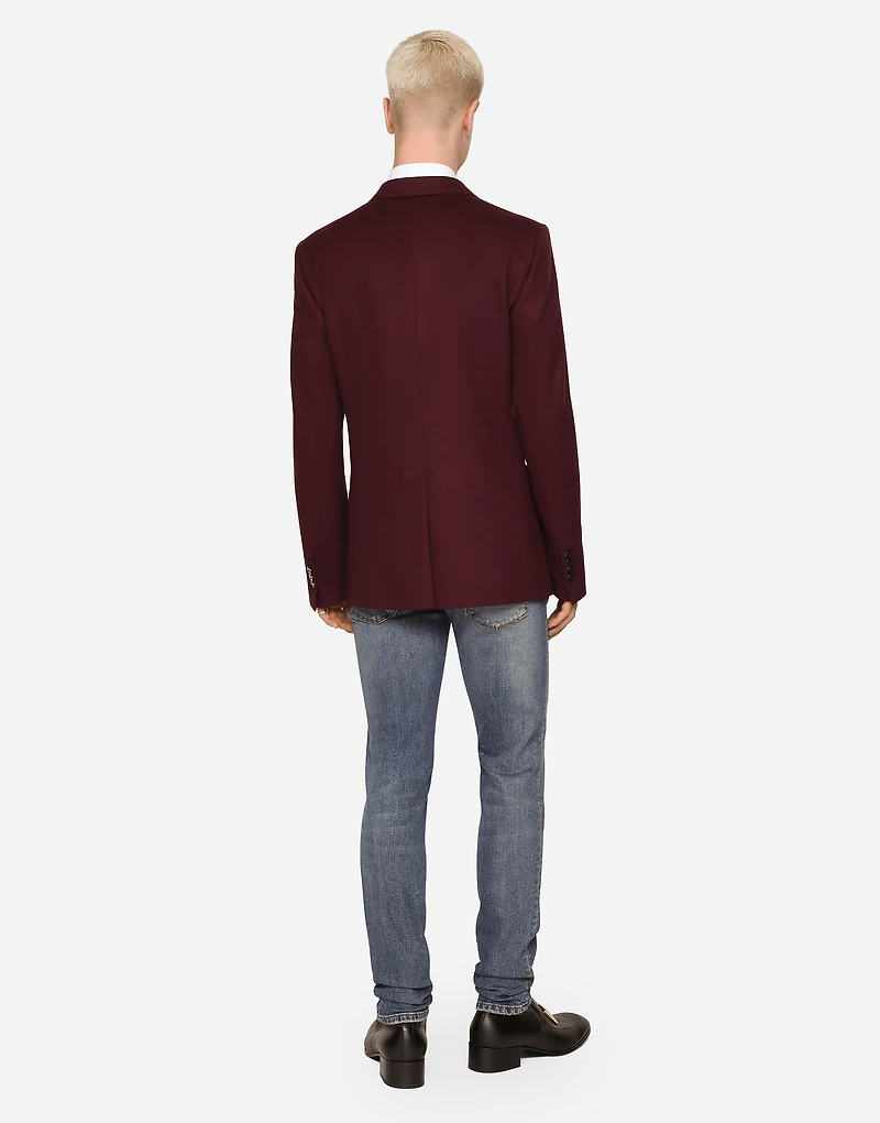 Double-breasted wool and cashmere jacket with DG patch