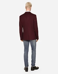 Double-breasted wool and cashmere jacket with DG patch
