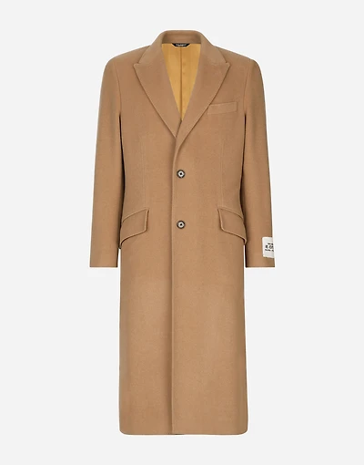 Single-breasted camel wool coat
